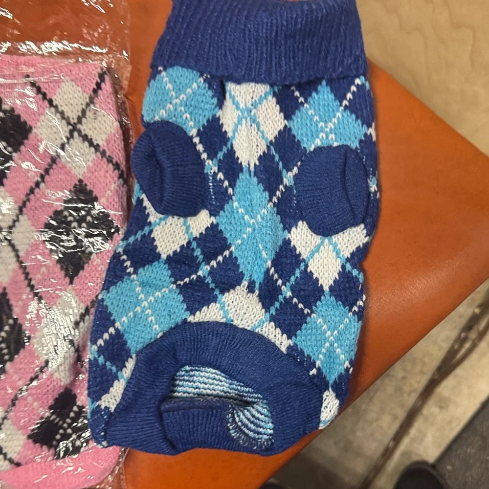 Argyle Dog Sweaters in Pink and Blue